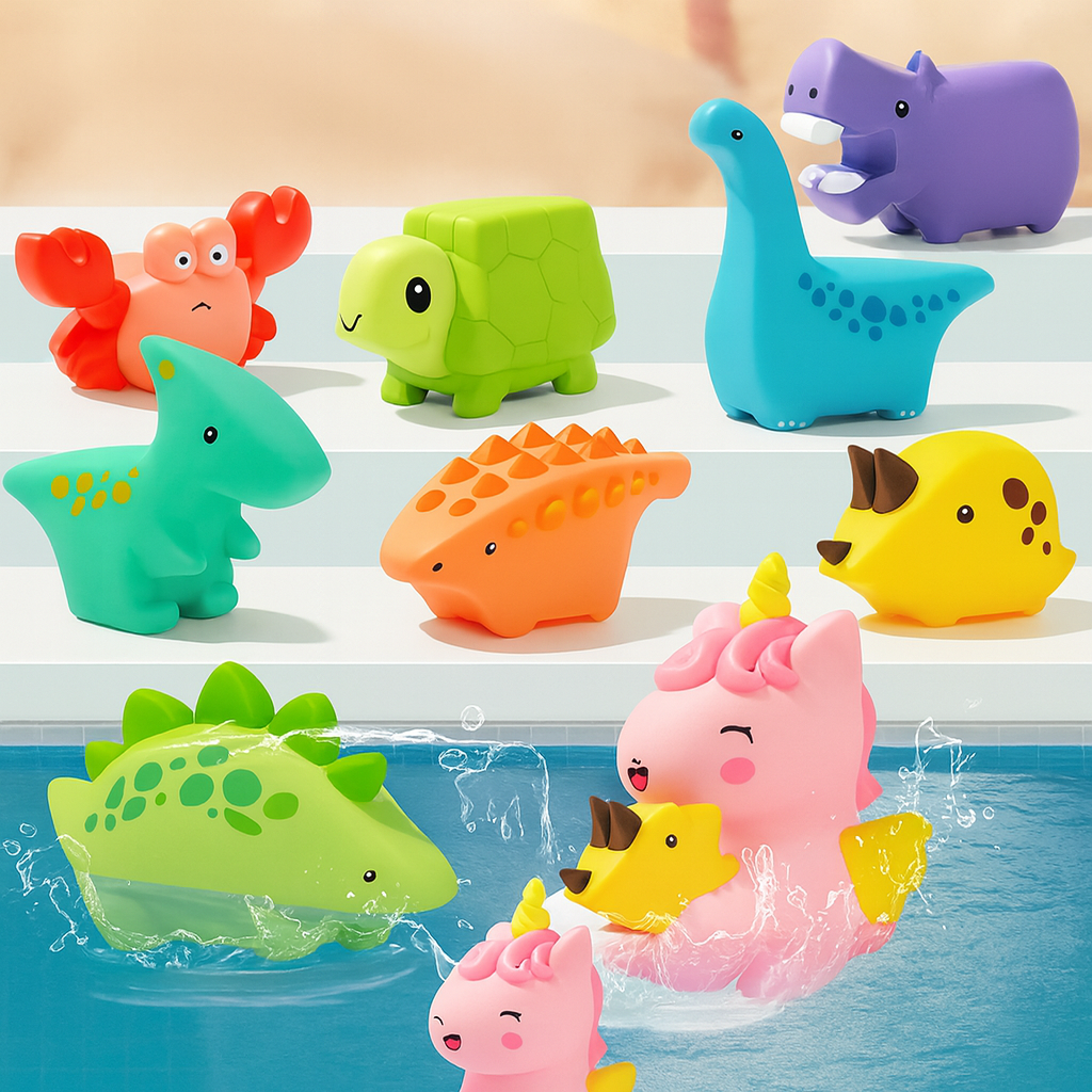 Dinosaur Squirt Bath Toys | Soft Squeeze Water Toys for Toddlers