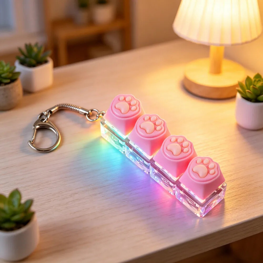 2026 HOT Multi-Style LED Light-Up Keycap Keychain Clicker Fidget Toy Stress Relief Portable Desk Accessory for Kids Adults