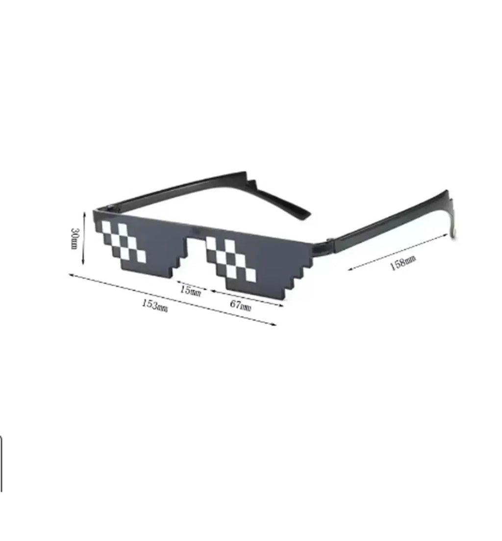 5Pcs NEW Mosaic Sunglasses Trick Toy Thug Life Glasses Deal With It Glasses Pixel Black Mosaic Sunglasses Cool Jokes Funny Toys