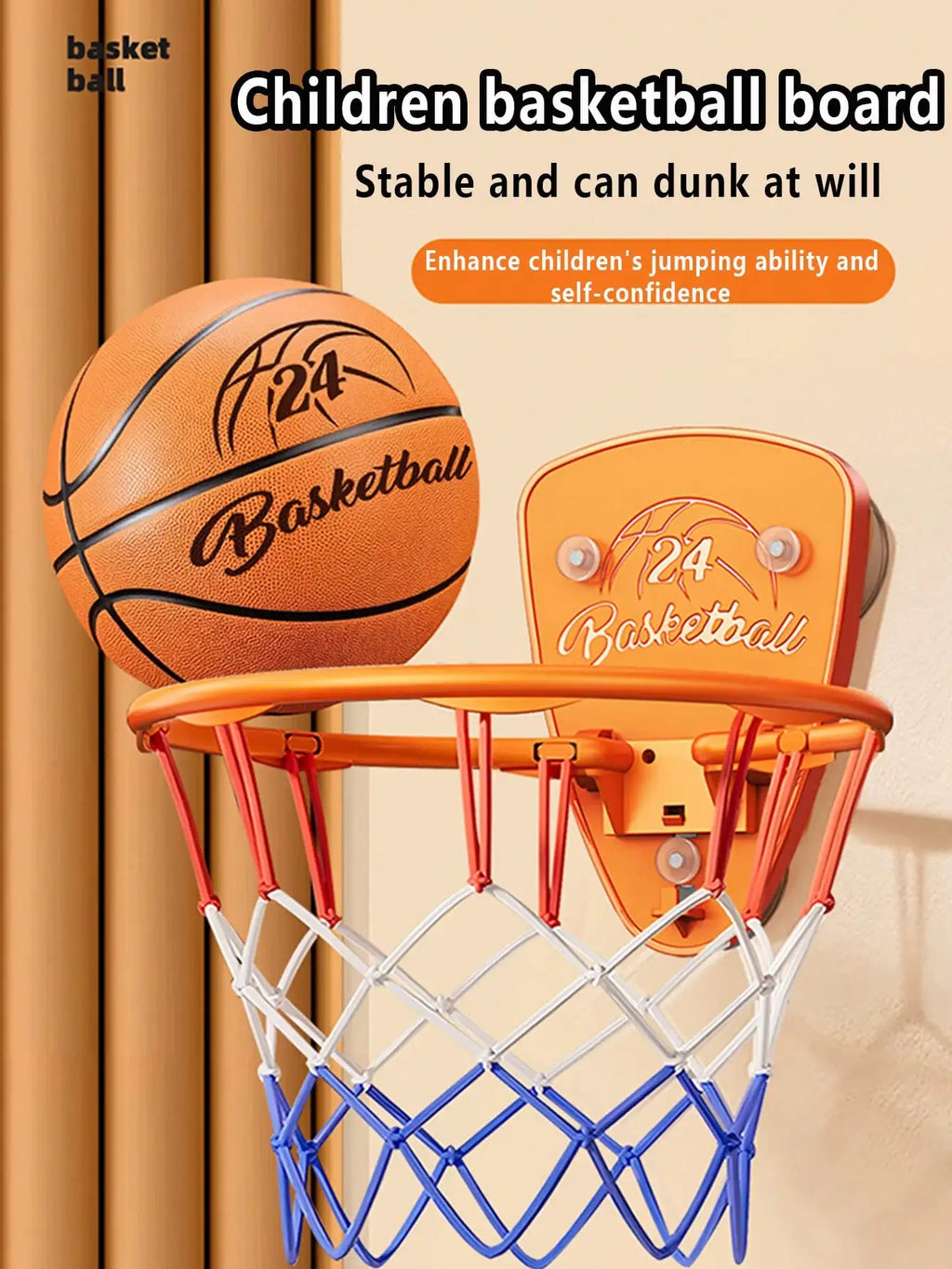 Boys basketball stand set, punch-free indoor basketball stand, children's shooting stand for home use, 7-inch silent basketball