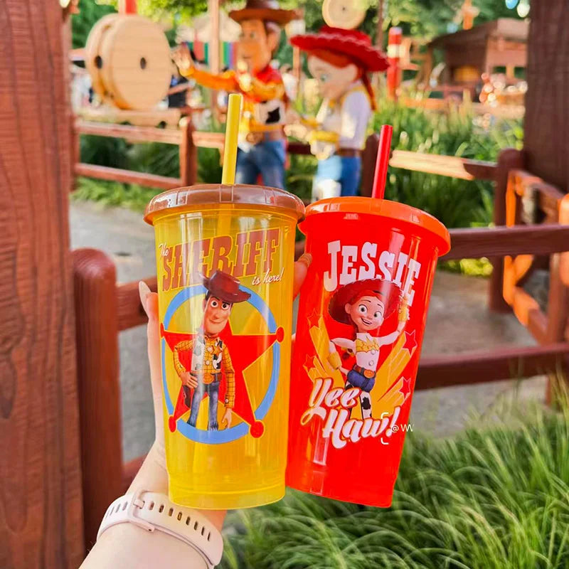 Toy Story 4 Pack Plastic Straw Cup Set Official Cartoon Reusable BPA Free Drinking Cups