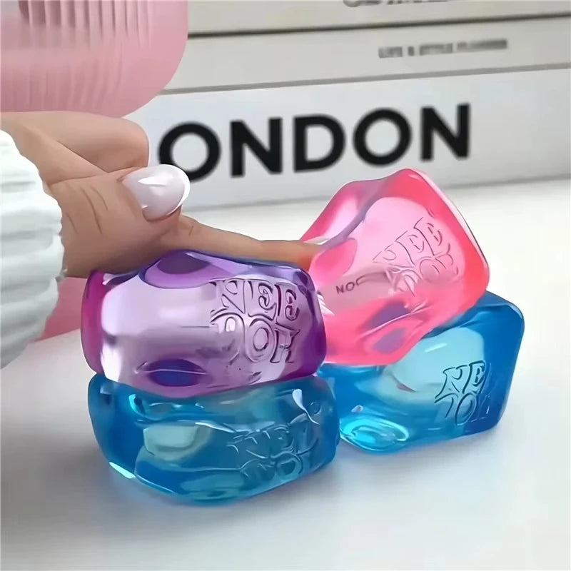 Needoh Teenie Nice Ice Cube Slow Rebound Squishy Toys Mini 4 Pack Set Sensory Toy Anti-Stress Party Favors Gifts For Kids Adults