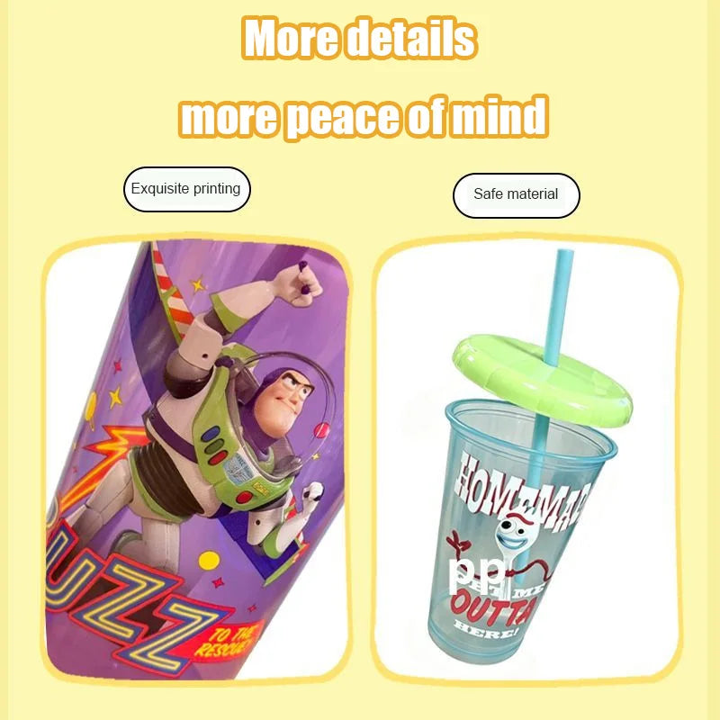 Toy Story 4 Pack Plastic Straw Cup Set Official Cartoon Reusable BPA Free Drinking Cups