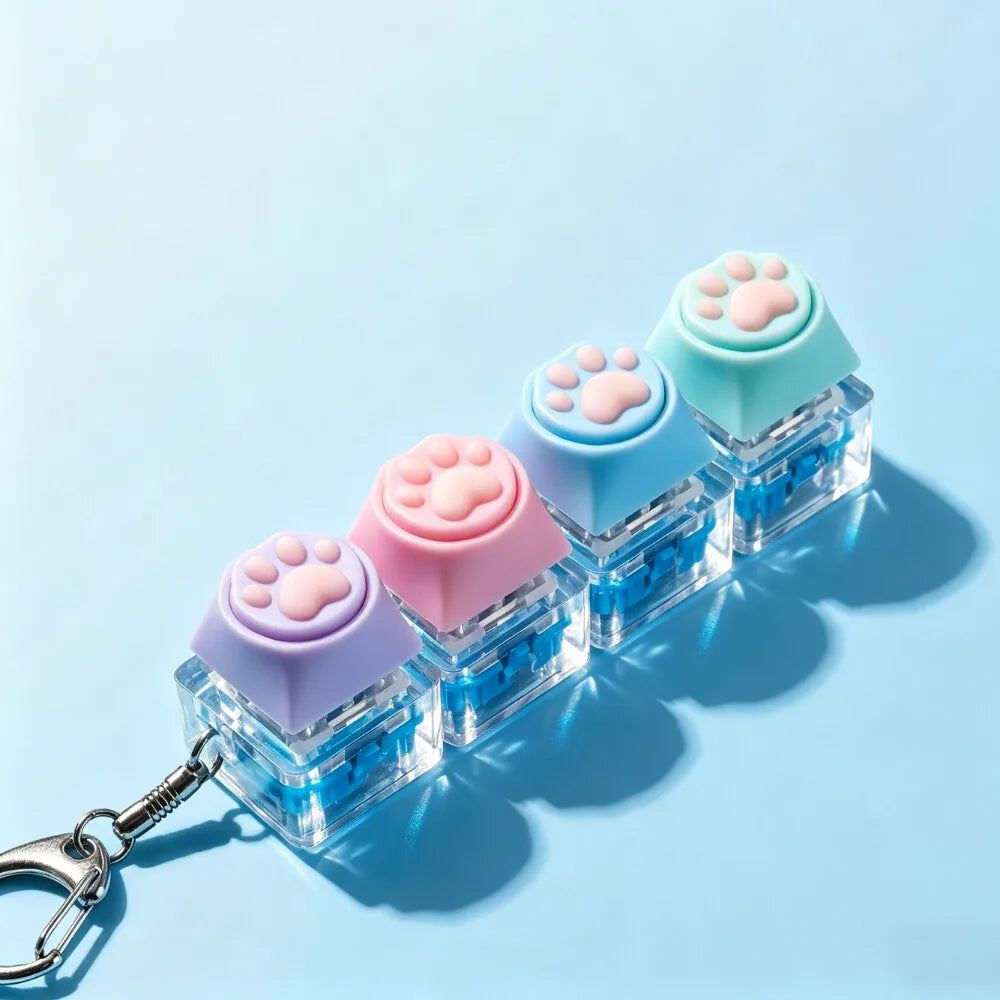 2026 HOT Multi-Style LED Light-Up Keycap Keychain Clicker Fidget Toy Stress Relief Portable Desk Accessory for Kids Adults