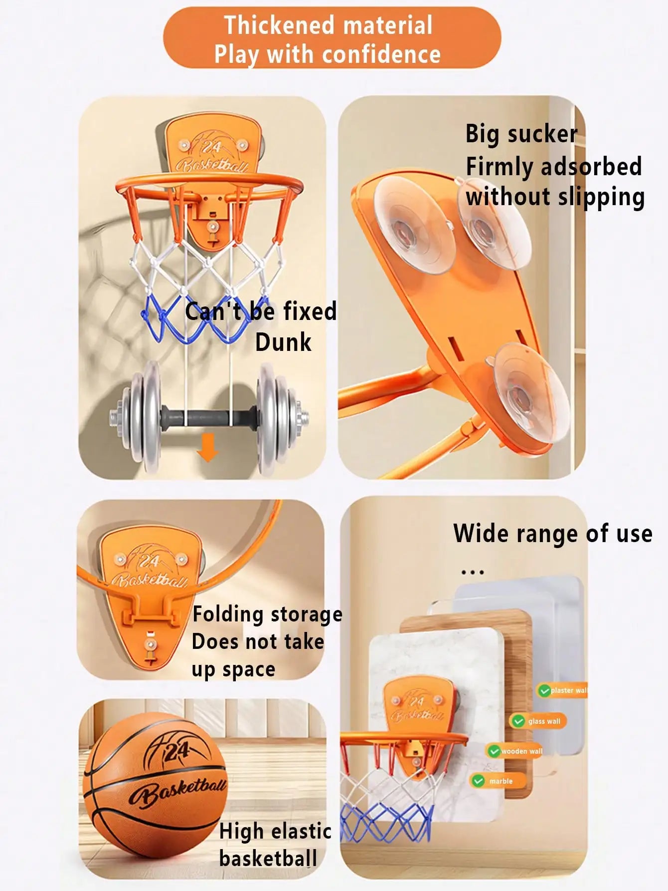 Boys basketball stand set, punch-free indoor basketball stand, children's shooting stand for home use, 7-inch silent basketball