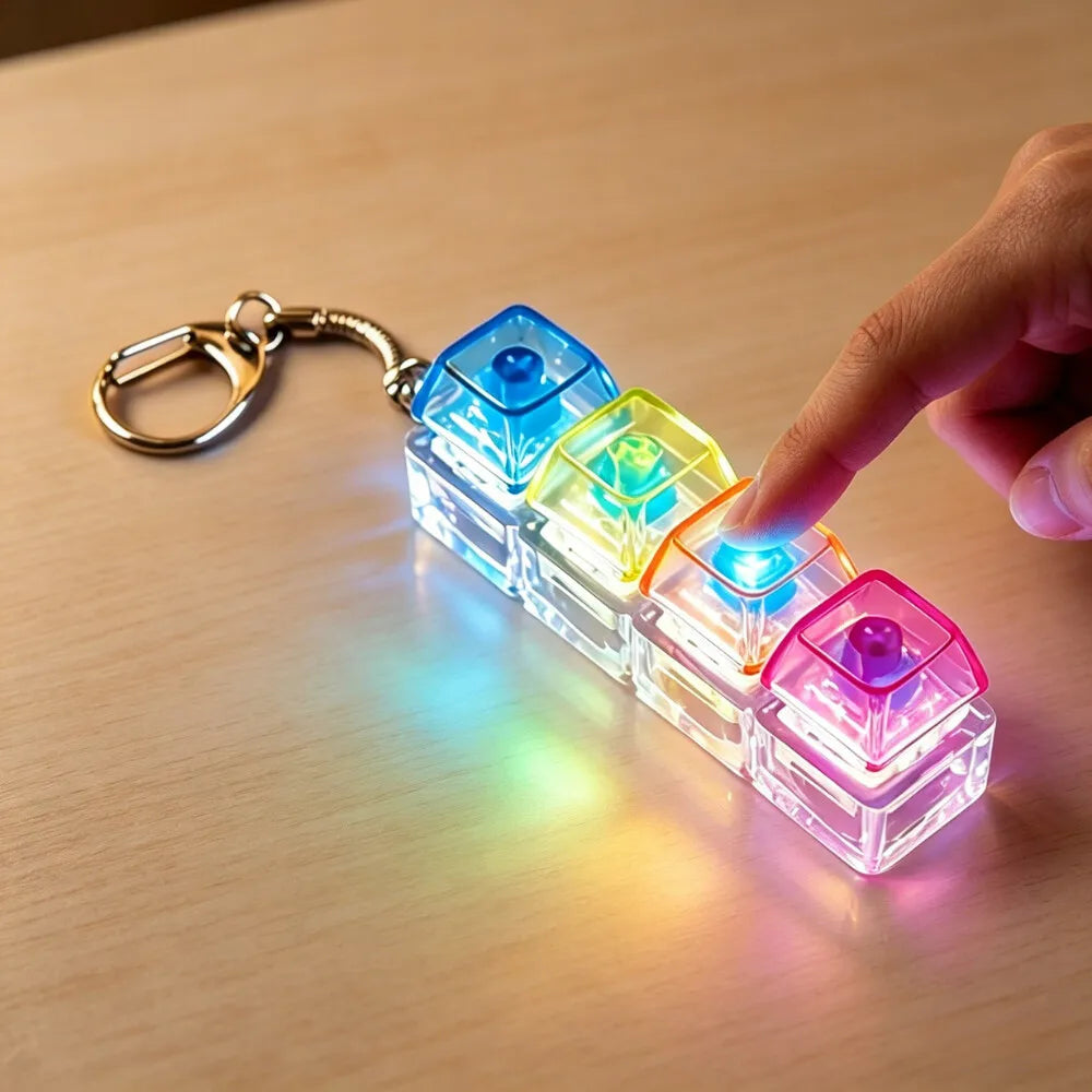 2026 HOT Multi-Style LED Light-Up Keycap Keychain Clicker Fidget Toy Stress Relief Portable Desk Accessory for Kids Adults