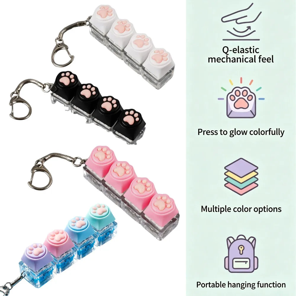 2026 HOT Multi-Style LED Light-Up Keycap Keychain Clicker Fidget Toy Stress Relief Portable Desk Accessory for Kids Adults