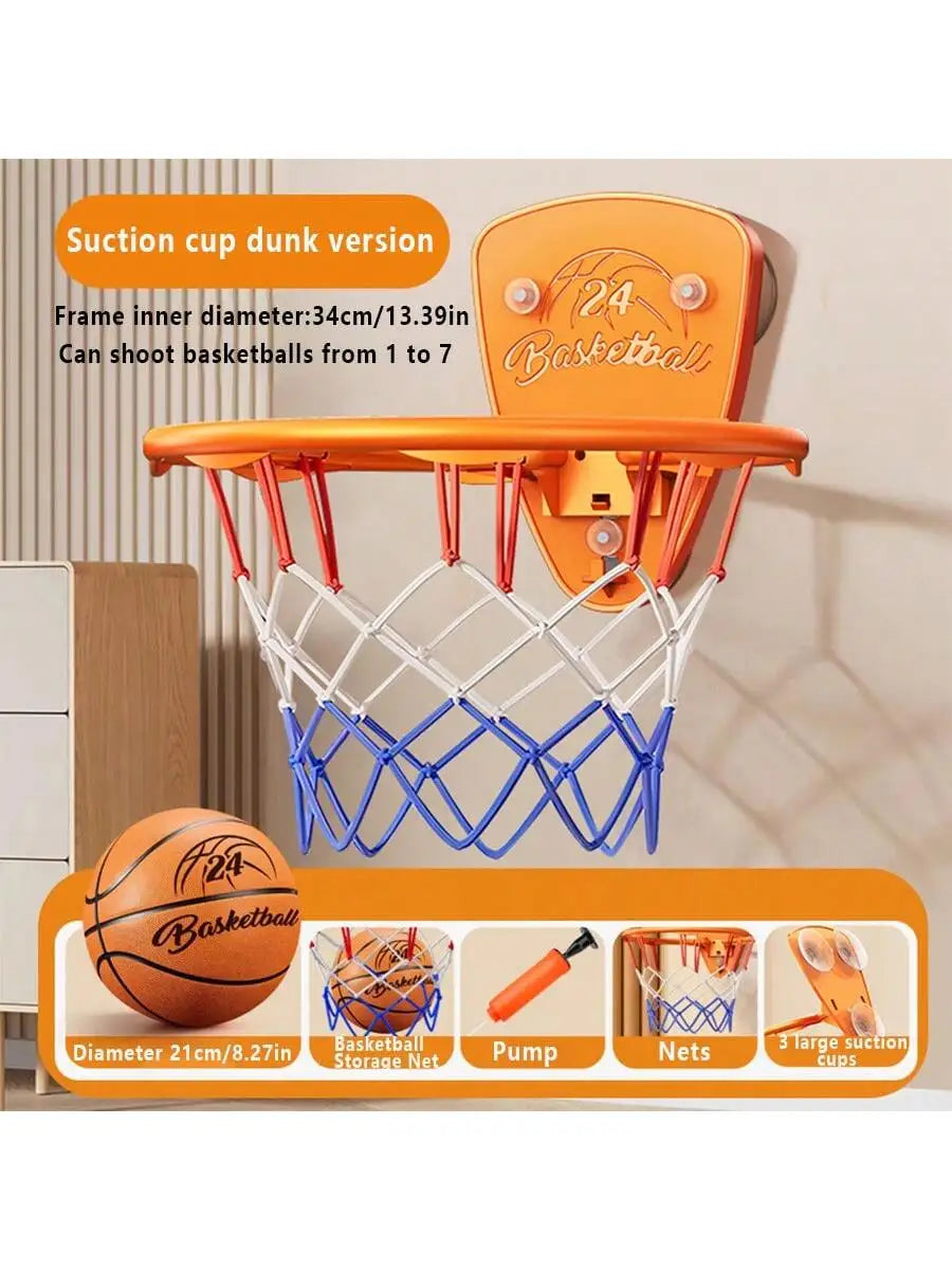 Boys basketball stand set, punch-free indoor basketball stand, children's shooting stand for home use, 7-inch silent basketball