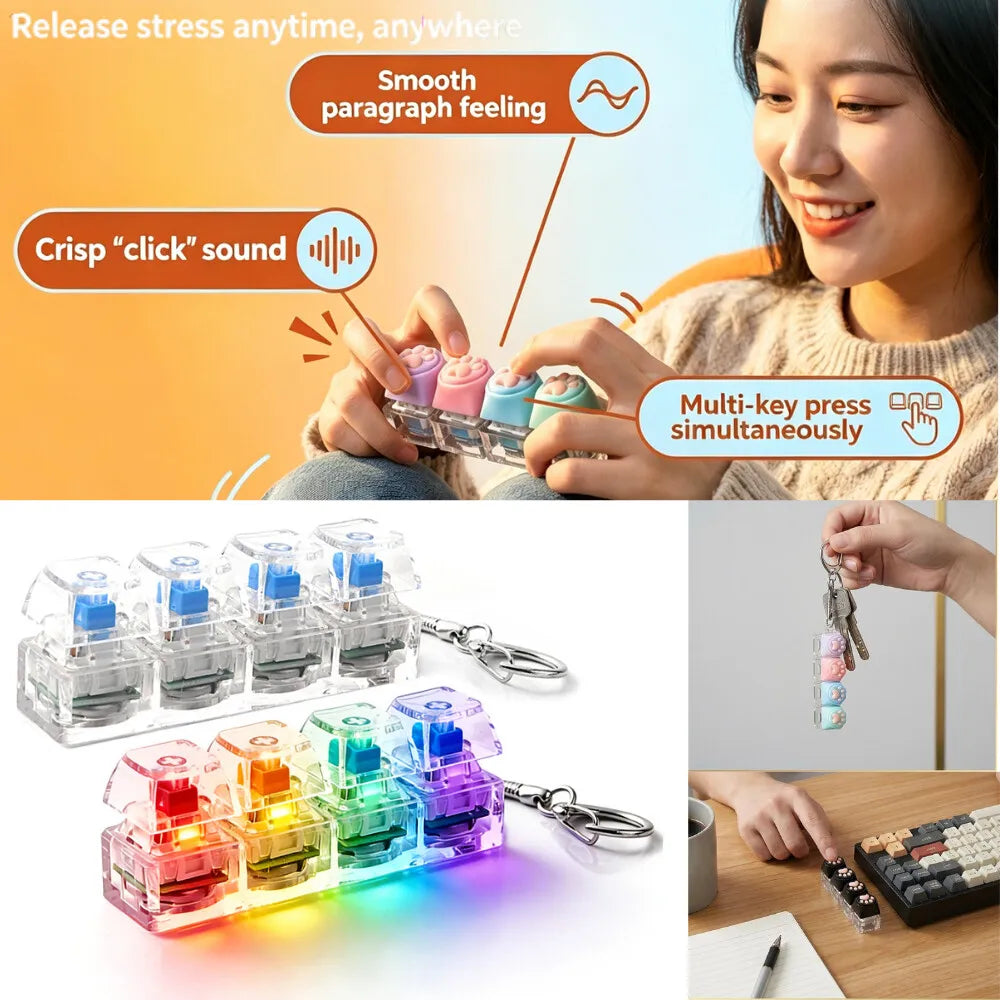 2026 HOT Multi-Style LED Light-Up Keycap Keychain Clicker Fidget Toy Stress Relief Portable Desk Accessory for Kids Adults