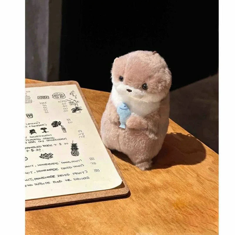 Cute Little Otter Hug Fish Plush Doll – Keychain Pendant Gift