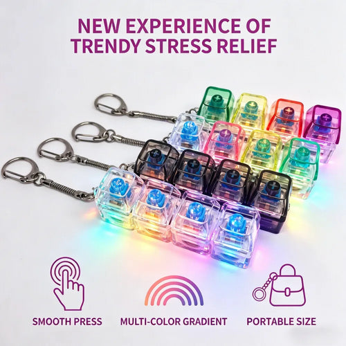 2026 HOT Multi-Style LED Light-Up Keycap Keychain Clicker Fidget Toy Stress Relief Portable Desk Accessory for Kids Adults