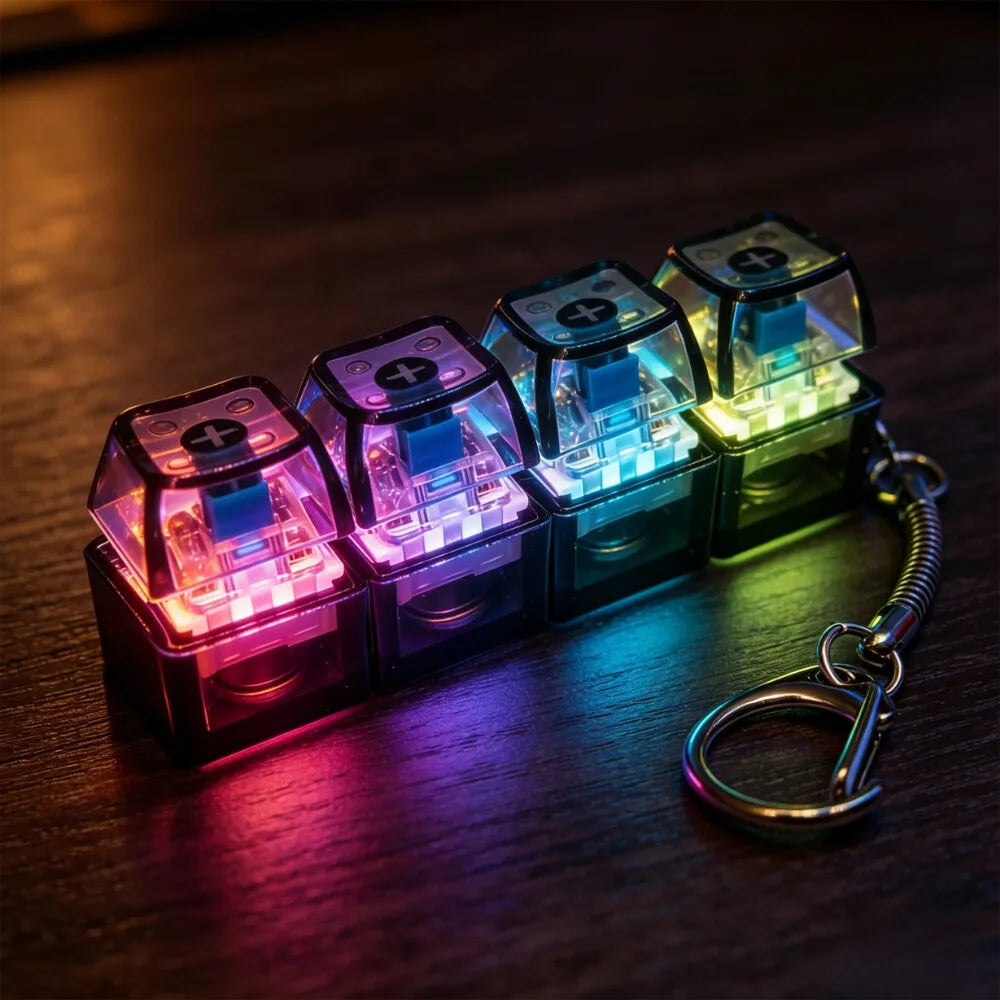 2026 HOT Multi-Style LED Light-Up Keycap Keychain Clicker Fidget Toy Stress Relief Portable Desk Accessory for Kids Adults