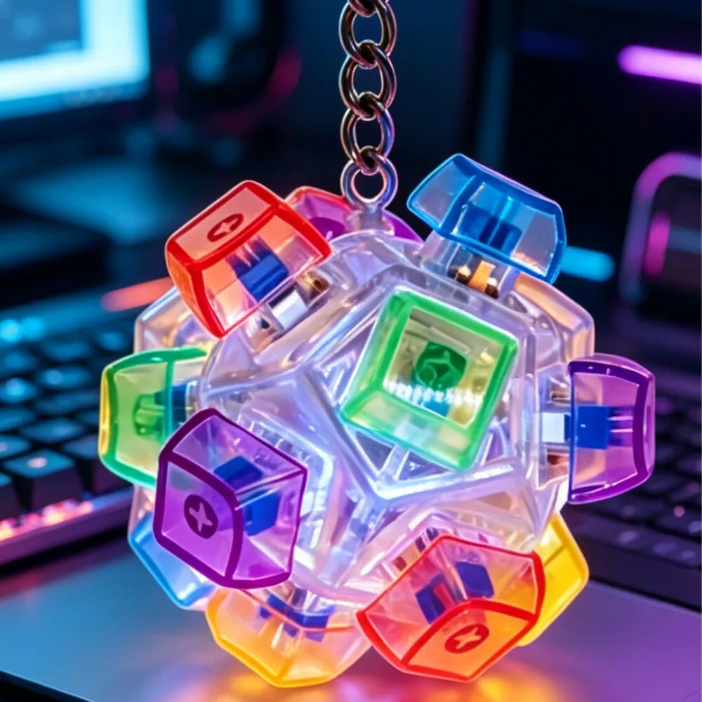 2026 HOT Multi-Style LED Light-Up Keycap Keychain Clicker Fidget Toy Stress Relief Portable Desk Accessory for Kids Adults