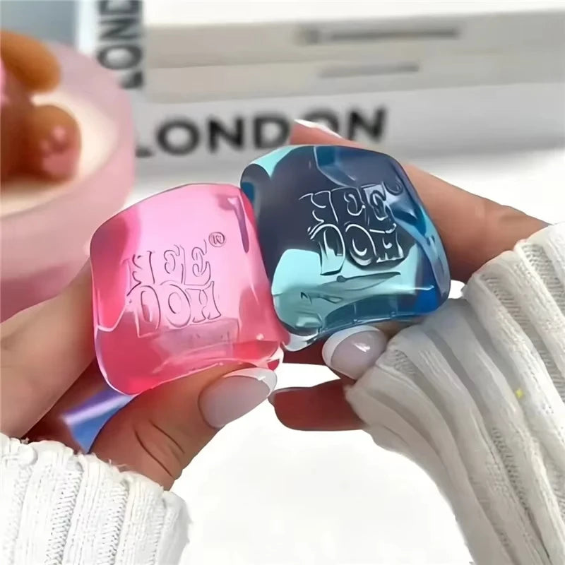 Needoh Teenie Nice Ice Cube Slow Rebound Squishy Toys Mini 4 Pack Set Sensory Toy Anti-Stress Party Favors Gifts For Kids Adults