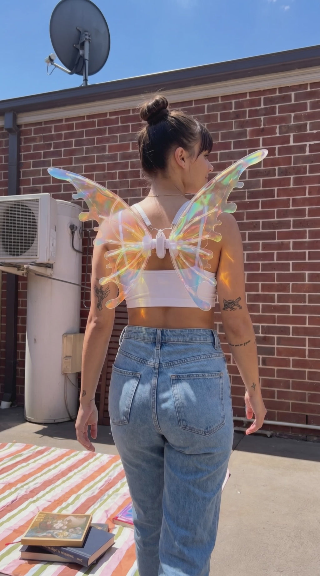 LED Moving Butterfly Angel Wings Electric Light Up Girls Costume Battery Operated